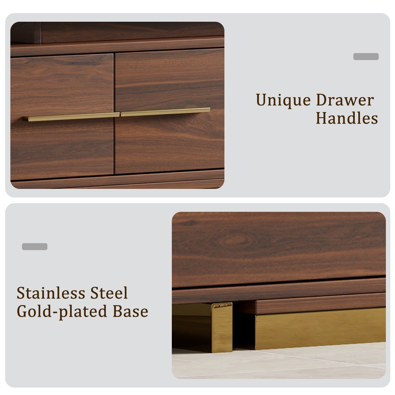 siu want Extendable TV Stand for 55-100 inch TVs, Modern TV Console with 4 Drawers, Walnut Entertainment Center for Living Room