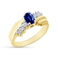 thumbnail image 3 of Oval Shape Natural Diamond And Simulated Blue Sapphire In 14K Yellow Gold Over 925 Sterling Silver Ring Size 9, 3 of 4