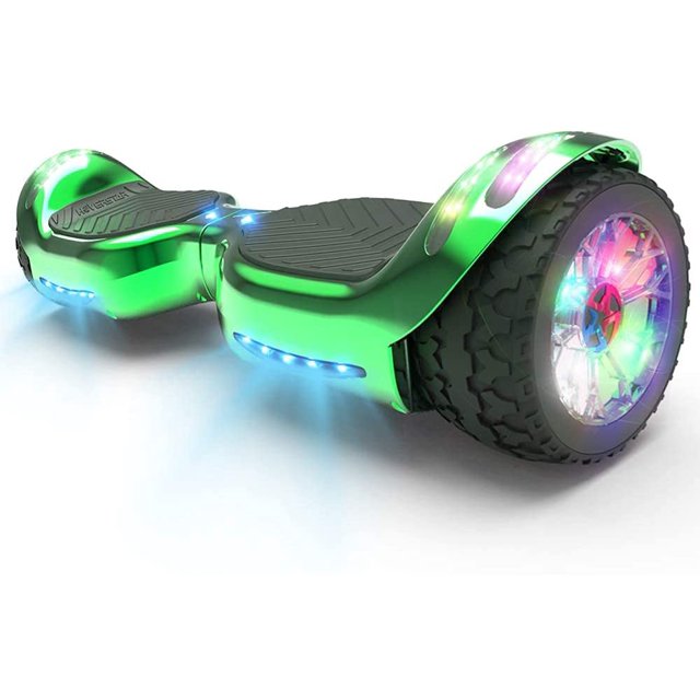 HOVERSTAR HS2.0 Hoverboard Tout-Terrain Deux Roues Auto-Équilibrées Roue Flash Scooter Électrique avec Haut-Parleur Bluetooth Sans Fil (Vert Chrome)