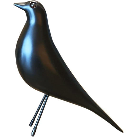 1 Piece Black Mid Century Bird Resin Sculpture 10.63 Inch Matte Finish Modern Desktop Room Decor