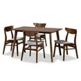 thumbnail image 2 of Baxton Studio Select 5- Piece Mid-Century Fabric Rubberwood Dining Furniture Set Light Grey/Walnut Brown, 2 of 8