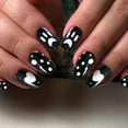ZAROYEAX Press Nails Design Long Nails Shiny Acrylic Nails Full Coverage Flower Nails for Ladies