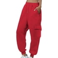 thumbnail image 3 of Red Wide Leg Sweatpants Women's Thin High Waisted Loose Sweatpants Comfortable High Waisted Pants with Pockets Casual Sweatpants Fashion Clothing, 3 of 6