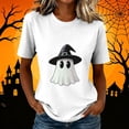thumbnail image 2 of Uootdi Halloween Womens Shirts Crew Neck Short Sleeve Cartoon Ghost Print Pullover Tee Loose Fit Cute Holiday Womens Tops, 2 of 8