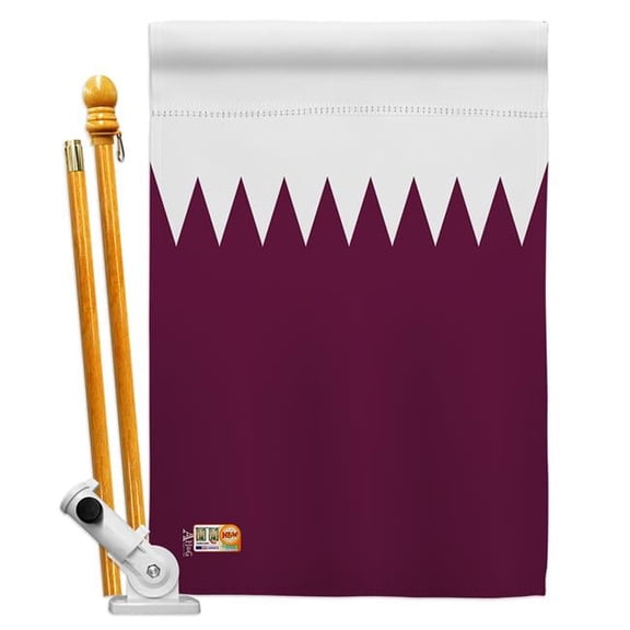 Americana Home & Garden AA-CY-HS-140193-IP-BO-D-US18-AG 28 x 40 in. Qatar Flags of the World Nationality Impressions Decorative Vertical Double Sided House Flag Set & Pole Bracket Hardware Flag Set