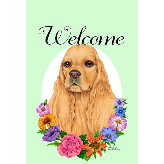 Cocker Spaniel Buff - Best of Breed Welcome Flowers House Flags