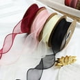 thumbnail image 4 of Farfi 1 Roll Organza Ribbon Wavy Beautiful 2 Yard Multi-functional Transparent Chiffon Mesh Ribbon Holiday Supplies (Champagne), 4 of 13