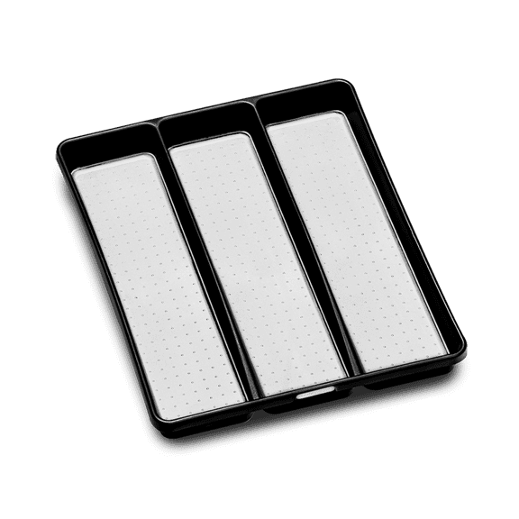 madesmart 3 Compartment Utensil Tray, Multi Purpose Storage Organizer, Non Slip Lining, Deep Storage for Ladles, Whisks & Serving Tools, for Drawers & Home Organization, Carbon