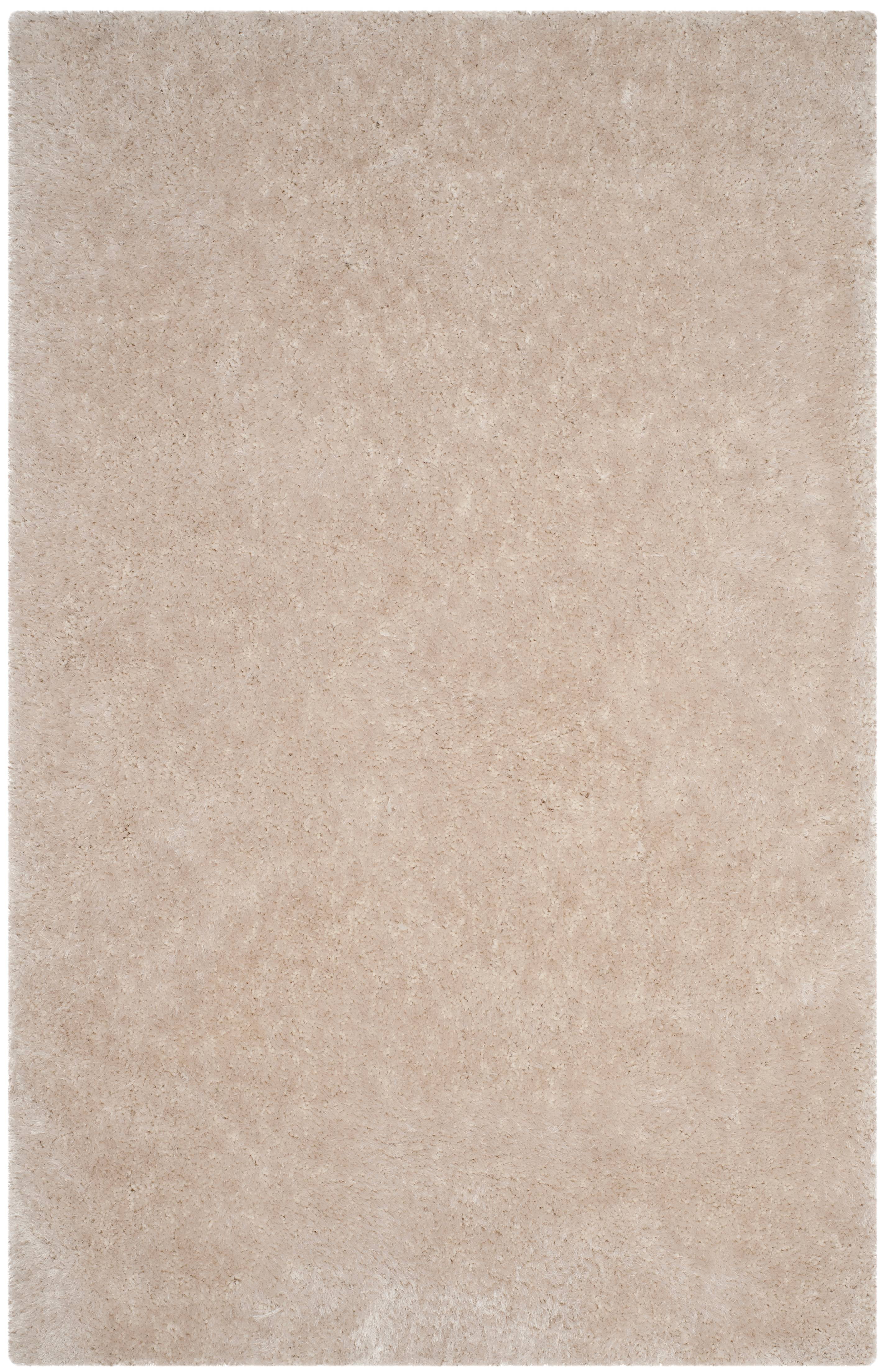 SAFAVIEH Luxe Paxton Solid Plush Polyester Shag Area Rug, Bone, 4' x 6'