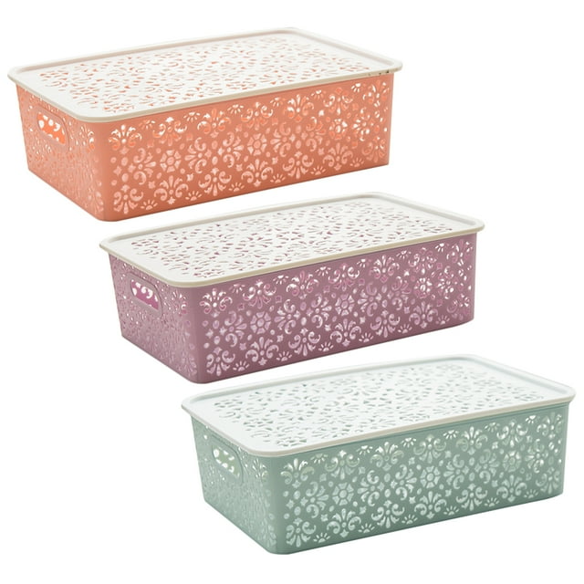 OUNONA 3Ud Cajas Plásticas Apilables Para Almacenamiento Multifuncional En Dormitorios Y Cocinas