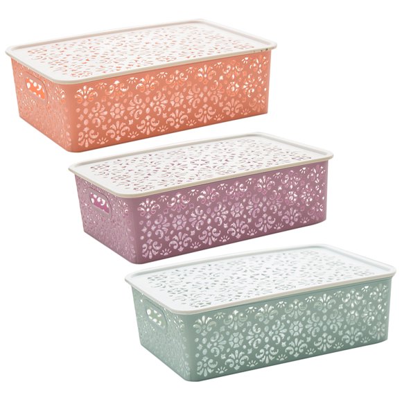 OUNONA 3Ud Cajas Plásticas Apilables Para Almacenamiento Multifuncional En Dormitorios Y Cocinas