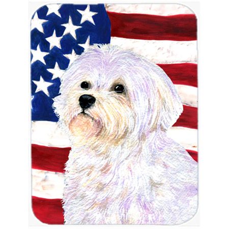 

USA American Flag With Maltese Glass Cutting Board - Large