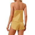 thumbnail image 3 of INSPIRE CHIC Women's Satin Pajamas Sets Cami Top with Shorts 2 Pcs Sleepwear Silky Pajama Set XS Glod, 3 of 6