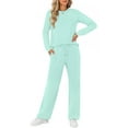thumbnail image 3 of Fantaslook Two Piece Lounge Sets for Women Fall Outfits Long Sleeve Tops Wide Leg Pants Matching Sets Vacation Travel Outfits, 3 of 10