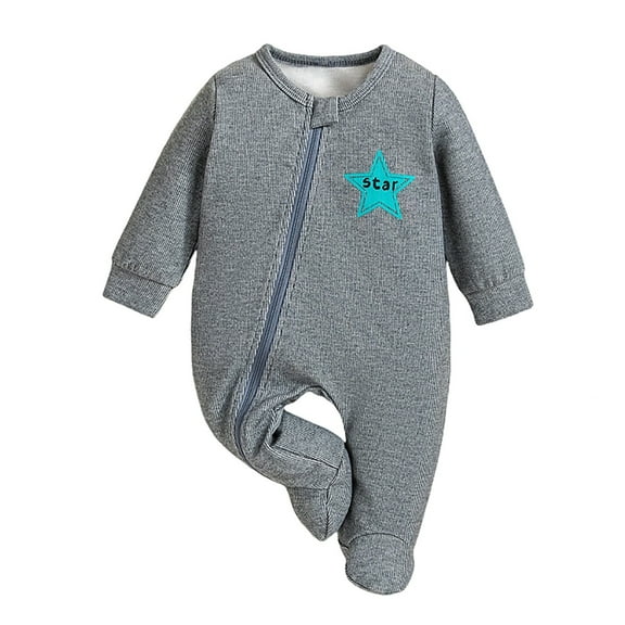 Weebloom Baby Boy Girl Romper Footie Jumpsuit Comfortable Stylish Bodysuit 0-24 Months Sleepwear Loungewear Pjs Sleepers Pajamas Onesie Grey 0-1 Months