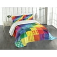 thumbnail image 3 of Ambesonne Retro Quilted Bedspread Set 3 Pcs, Rainbow Retro Patchwork, King Size, Multicolor, 3 of 5