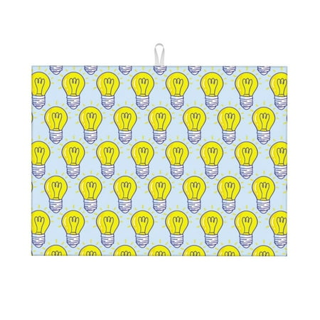 

Dish Drying Mats for Kitchen Counter - Light Bulb Pattern yellow 18x24in Dish Drying Pad Coffee Mat with Hanging Loop Super Absorbent Kitchen Counter Mat Coffee Bar Accessories