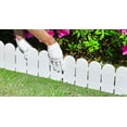 thumbnail image 5 of Garden Border Edging: Wooden Fence Design - 8pcs White Yard Landscaping Fence Liner Lawn Edge Barrier - 10ft Kit of Decorative Lawn Landscape Panels Elements -Landscaping Edging-GMT-10374-D08, 5 of 9