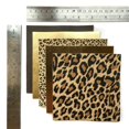 thumbnail image 3 of Hojas de cuero REAL con estampado de leopardo: material de cuero para manualidades y aretes de cuero, 5 x 5 pulgadas, grandes, 5 piezas de cuero marrón genuino con 2 tipos de cuero metálico dorado, 3 of 5