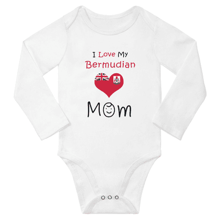 

I Love My Bermudian Mom Baby Long Slevve Bodysuits Unisex Gifts (White 6-12 Months)