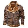 thumbnail image 3 of Men's Faux Leather Jacket Sherpa Aviator Bomber Jacket, 3 of 5