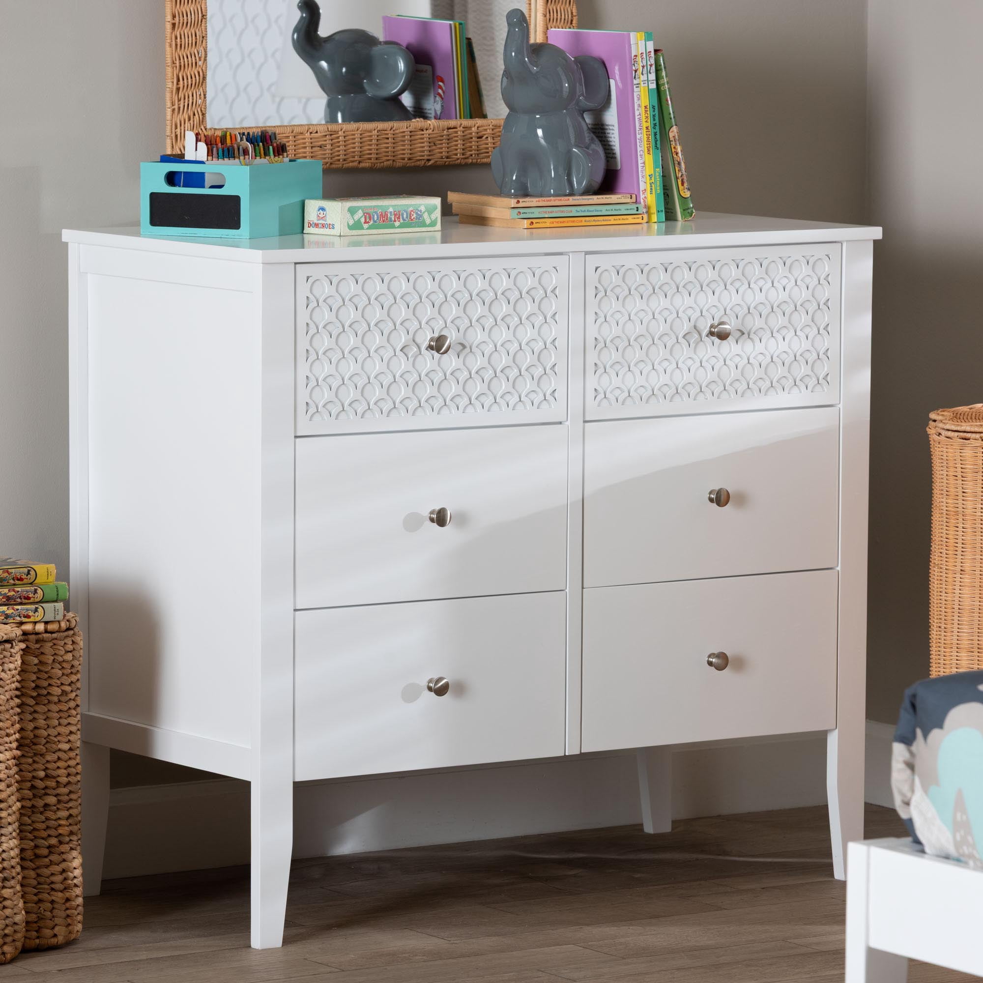 Baxton Studio Lara Modern Dresser, 6-Drawer, White