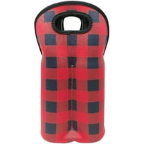 Wrapables Insulated Neoprene Wine Tote, Two Bottle, Red Checkered