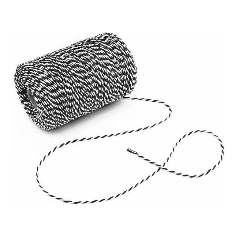 328 Feet Cotton String Twine Rope, 2mm Cotton Bakers Twine Kitchen Twine -  Black String for Crafts, Gift Wrapping, Gardening, Baking, Butchers (Black)
