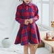 thumbnail image 4 of Vestido Para Niñas, Ropa Para Niñas, Falda A Cuadros De Manga Larga Versátil, Camisa De Cintura Para Niños, Vestido Informal Azul Marino Odeerbi LM103-5390, 4 of 8