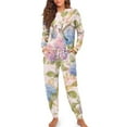 thumbnail image 4 of DISNIMO Hummingbird Flower Print Lounge Sets for Women Long Sleeve Sleepwear Pullover Top Long Pants Pajama Set Crew Neck Nightwear Casual Fashion Pajama Outfits 2 Piece Pjs Sets, M, 4 of 7