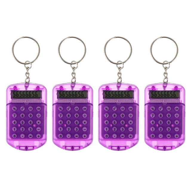 EeaseCA 4pcs Mini Electronic Calculators Keychains Tiny Small Pocket Calculators Key Rings