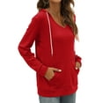 thumbnail image 3 of UVN Hoodies Sweatshirt for Women Long Sleeve Tunic Casual V Neck Pullover Tops with Pockets and Drawstring, 3 of 7
