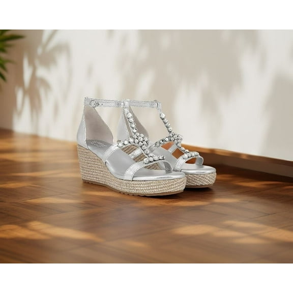 Naturalizer Women's Casual & Dress Espadrille Wedge Sandals, Silver, 9.5 M