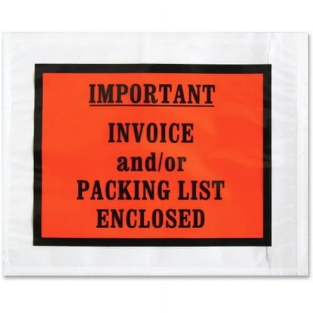 Sparco Pre-labeled Important Invoice Envelopes Packing List - 5 1/2" Width x 4 1/2" Length - 70 g/m² - Self-adhesive Seal - Paper, Low Density Polyethylene (LDPE) - 1000 / Box - White