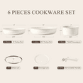 thumbnail image 3 of Carote Nonstick Detachable Pots and Pans Set, 6 Pieces Induction Cookware Set, Oven/Dishwasher Safe, Easy for Storage, White Granite, 3 of 7