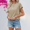 thumbnail image 3 of Elegant Loose Fit Women's Shirt Summer Round Neck Casual Short Sleeve Top for Girls Fashionable Basic Tee with Regular Shoulders Womens Short Sleeve T Shirts Women's Shirt Casual Fit Top Tee, 3 of 6