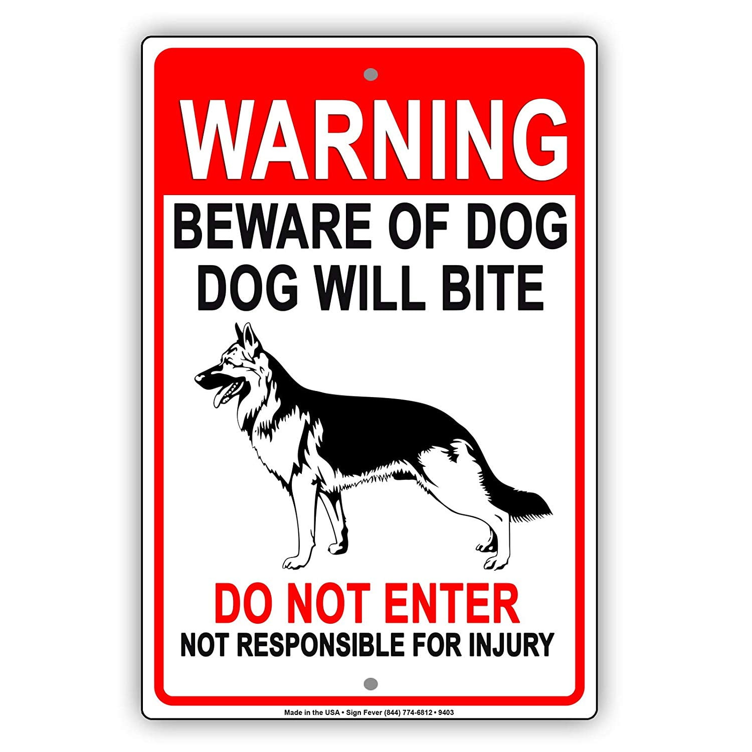Plastic Sign Caution Dog Will Bite 