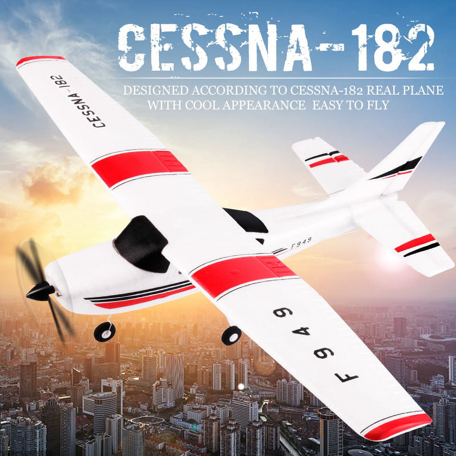 GYRO Built-in F949G 3Ch RC Airplane, Upgraded from F949S, Fixed Wing Plane Outdoor Toys with 2.4G Transmitter, Extra Battery and Propeller