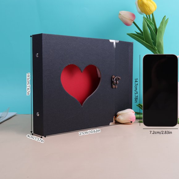 Black Hollow Love Album Photo Scrapbook Decorative Heart Album DIY Scrapbook-QIUPING