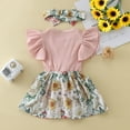 thumbnail image 4 of Yindaity Outfit Baby Girl Romper Dress My First Easter Fly Sleeve Flower Dress Cute Baby Summer Clothes Baby Girl Summer Clothes (Pink,0 Months), 4 of 6