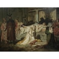 thumbnail image 2 of Emil Lauffer 24x19 Gold Ornate Framed and Double Matted Museum Art Print Titled - Kriemhild's Accusation (1879), 2 of 4