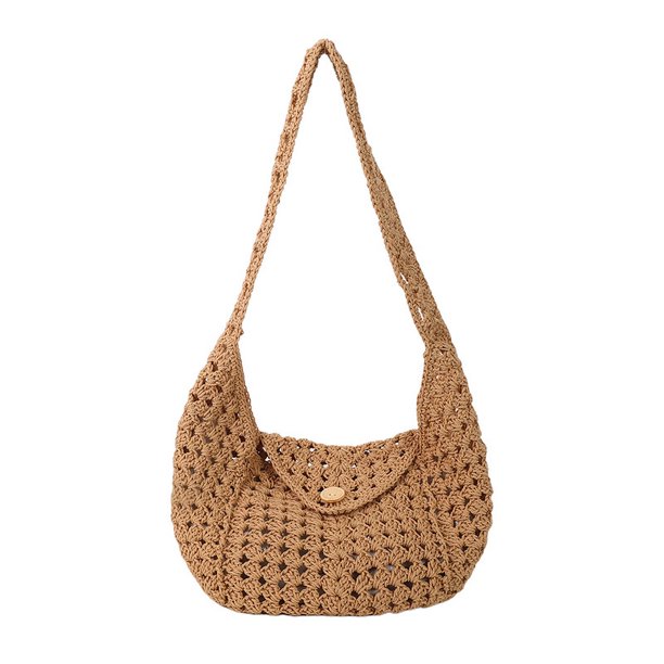 Tejido Tejer Mujeres Gran Capacidad Ladies Bolso Diario (marrón Claro)