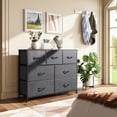 thumbnail image 4 of Gray 7 Drawers Dresser, Modern Simple TV Cabinet with Storage Drawers, Fabric TV Console, Media Gaming Stand for Living Room, Bedroom, 4 of 9