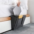 thumbnail image 2 of QUETO Thick Felt Bedside Storage Bag Sofa Bed Hanging Organizer for Magazine Book Phone Remote Control Pad with 5 Pockets (Cream Color), 2 of 5