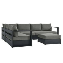Modway Tahoe Outdoor Patio Powder-Coated Aluminum 5-Piece Sectional Sofa Set in Gray Charcoal