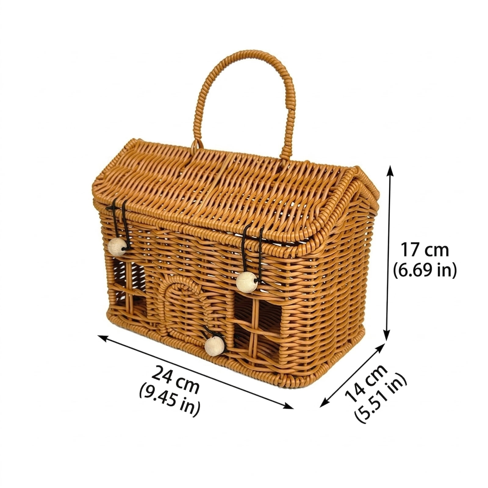 Woven Wicker Easter Basket with Lid and Foldable Handle, Decorative Storage Basket for Home Pantry Organization Picnic and Spring Holiday Decor
