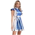 thumbnail image 3 of Hansber Women's Cap Sleeve Color Block Metallic Alien Dress Flared A-Line Skater Dance Club Party Dress Light Blue 3XL, 3 of 7