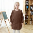 thumbnail image 2 of Little Kid Kid Art Smock Apron With Pocket For Children Artist Painting Aprons Smocks With Long Sleeve Sports Top Girls T Shirts for Girls Size Crop Top Set Baby Girl Cute Tops 2-4 Years Brown, 2 of 9