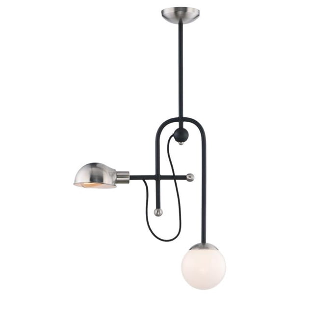 Maxim 21664WTBKSN 6 in. Mingle LED Two-Light Pendant Ceiling Light, Black & Satin Nickel