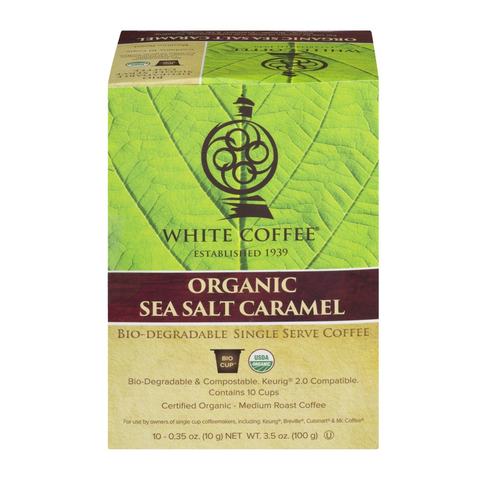 White Coffee Organic Sea Salt Caramel, 0.35 oz, 10 count